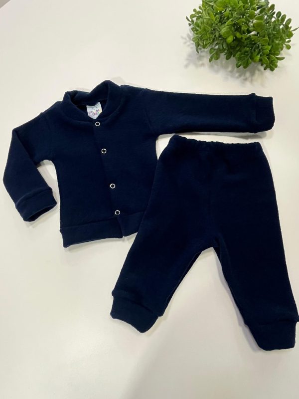 Conjunto Buclê para bebê com Botões- Azul