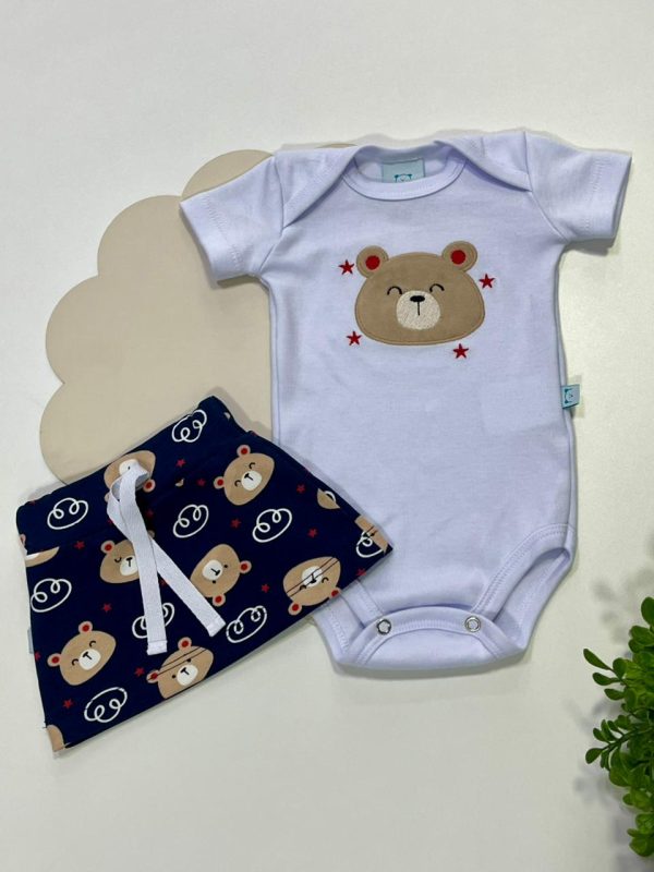 Conjunto Bebê Body com Saia Bordado