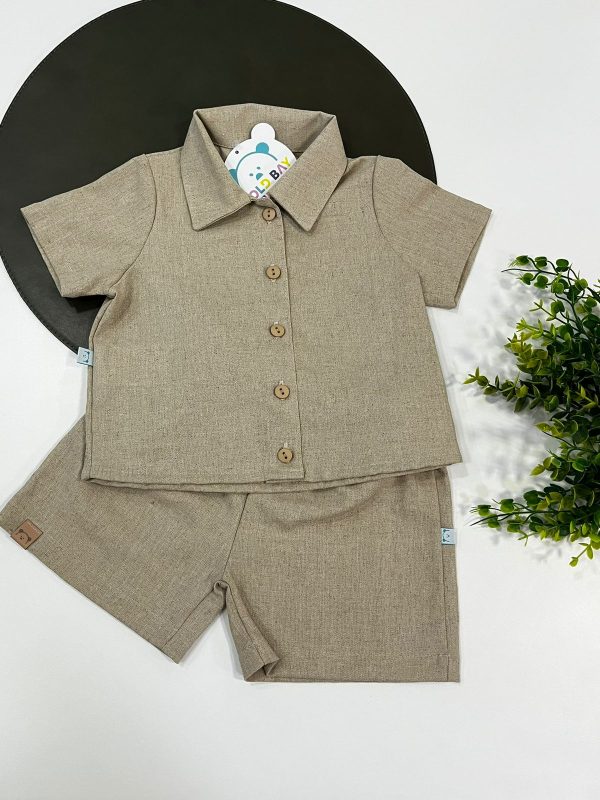 Conjunto de Linho com Botões - Linho Bege