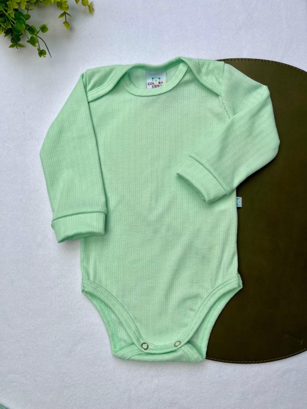 Body Avulso Canelado Manga Longa - Verde Claro