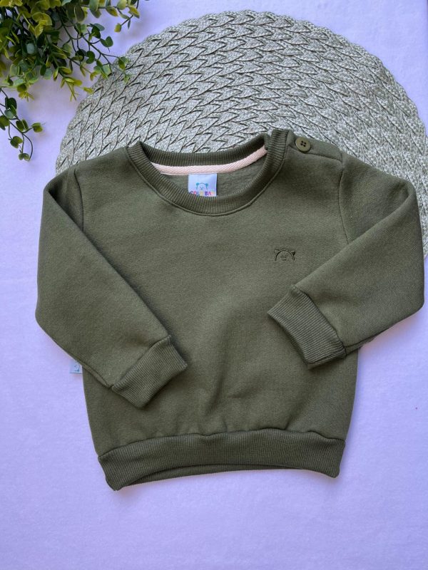 Blusa de Moletom Avulso - Verde Militar