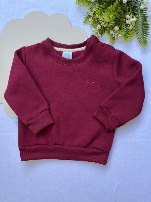 Blusa de Moletom Avulso - Bordo