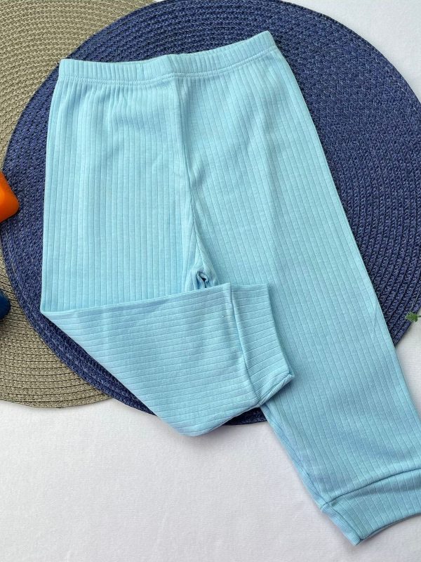 Calça Canelada Algodão FN  Avulsa Lisa- Azul