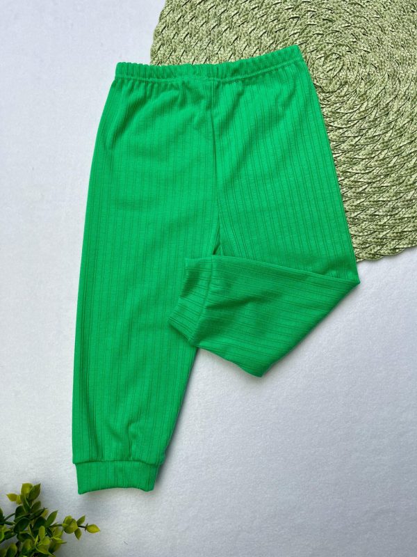 Calça Canelada Avulsa Lisa - Verde