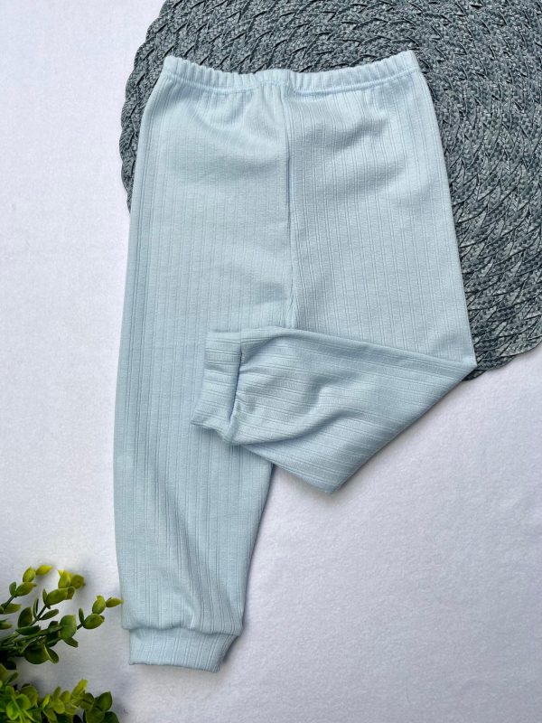 Calça Canelada Avulsa Lisa - Azul