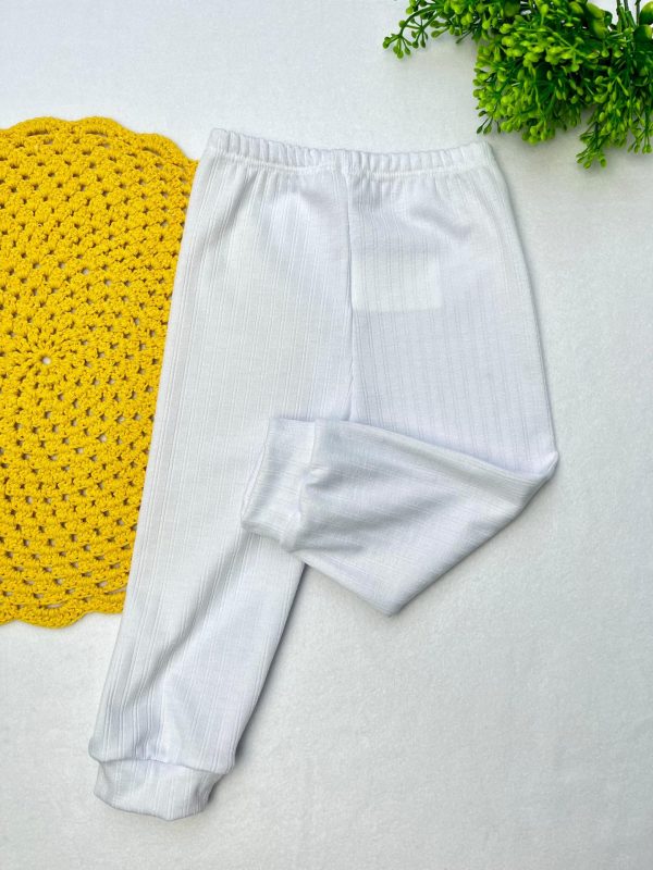 Calça Canelada Avulsa Lisa - Branco