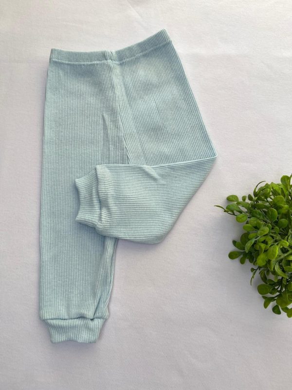 Calça Canelada Algodão Avulsa Lisa- Azul