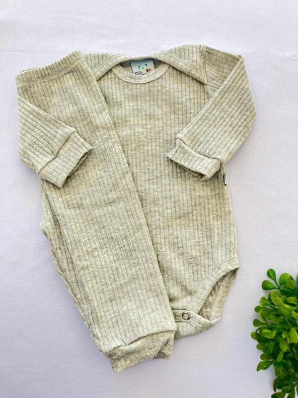 Conjunto Canelado Calça e Body - Mescla