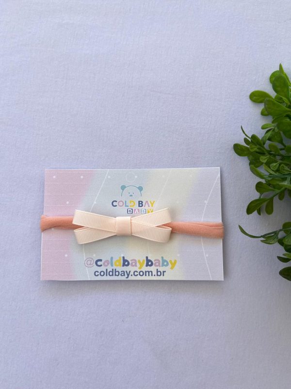 Faixa de Cabelo para Bebê com Laço - Salmao