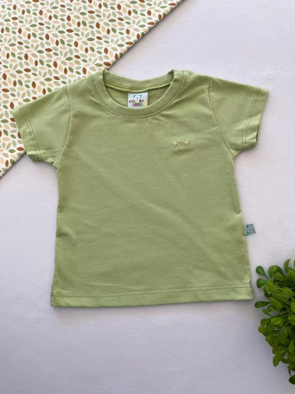 Camiseta para Bebê de Algodão com Bordado - Verde