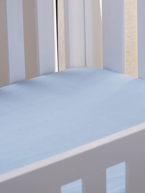 Lençol de Berço em Malha com Elástico Liso- Azul