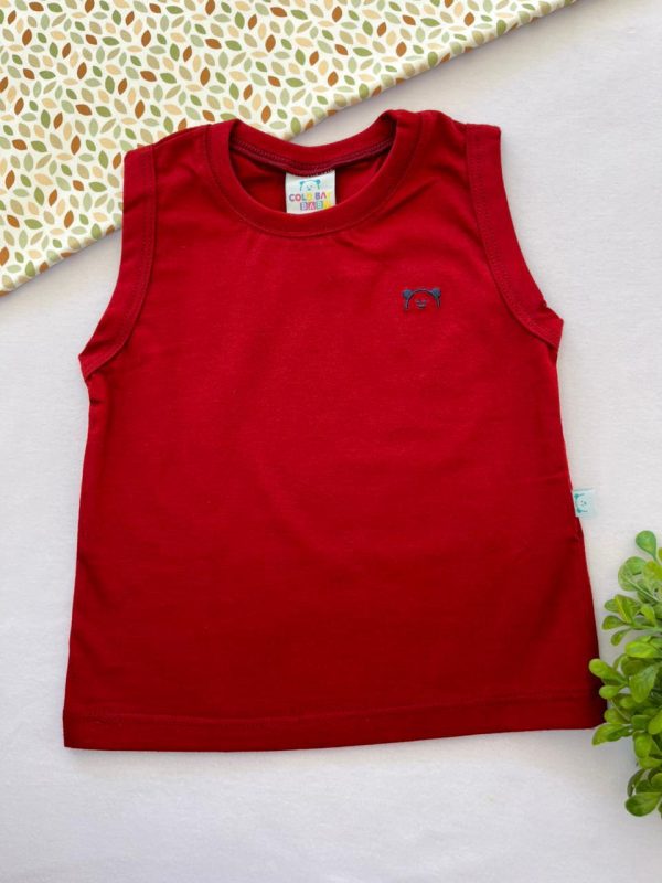 Regata para Bebê de Algodão  com Bordado - Bordo