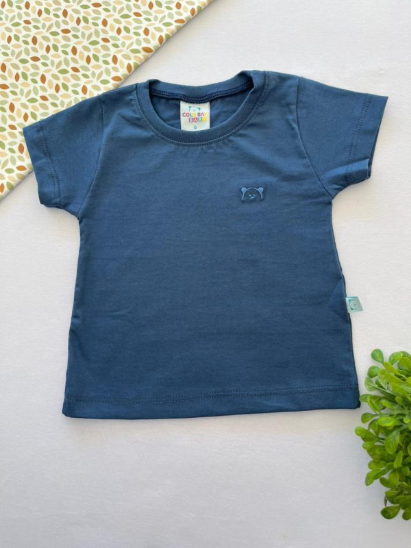 Camiseta para Bebê de Algodão com Bordado - Azul