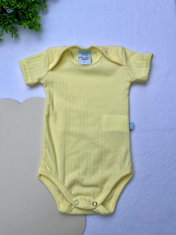 Body Avulso Canelado Manga Curta- Amarelo