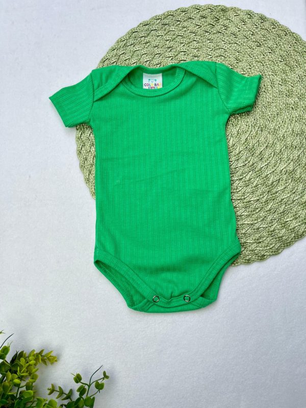 Body Avulso Canelado Manga Curta- Verde