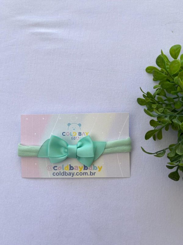 Faixa de Cabelo para Bebê com Laço - Verde Claro