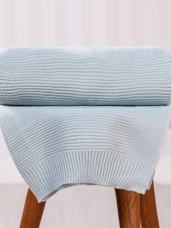 Manta Tricô- Azul Bebê