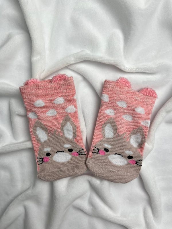 Meia para Bebê Rosa - Coelho Bolinhas