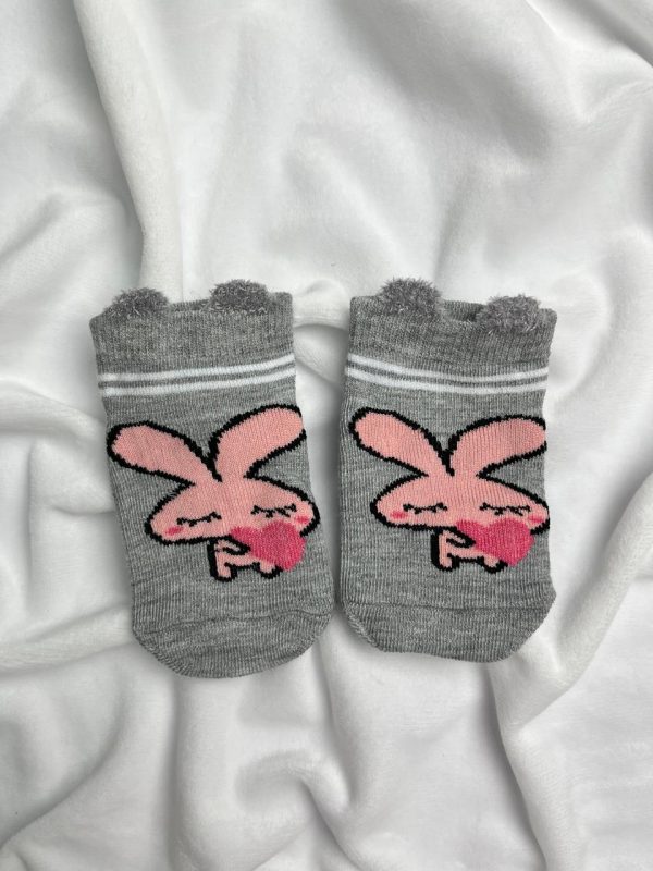Meia para Bebê Cinza  - Coelho Coração
