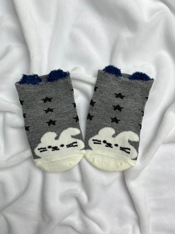 Meia para Bebê Cinza - Coelho Estrelas