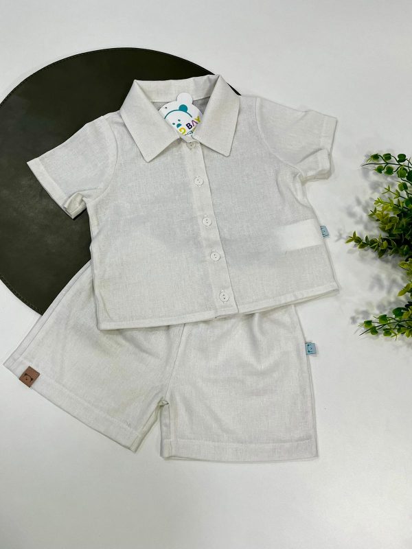 Conjunto de Linho com Botões - Linho Off White