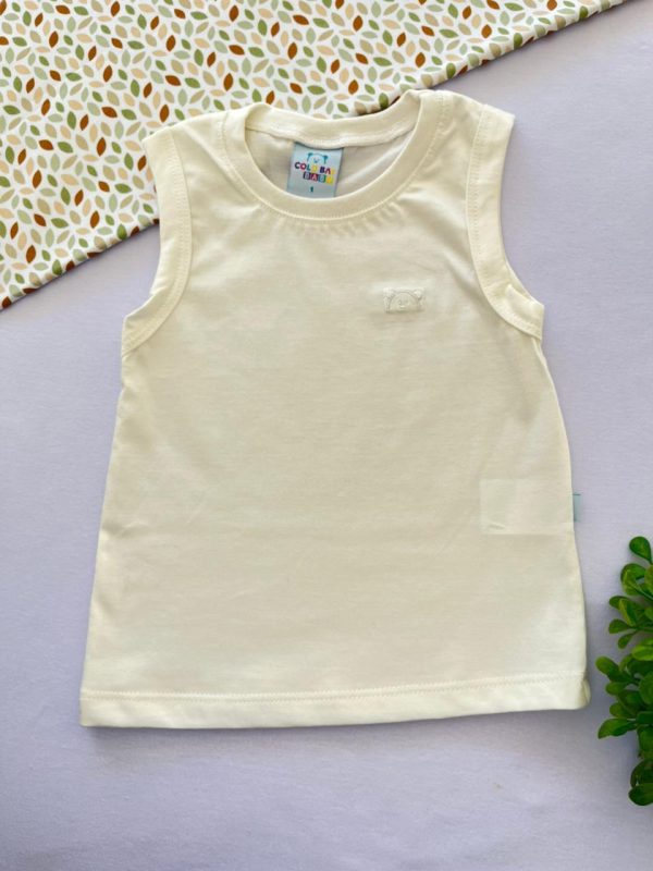 Regata para Bebê de Algodão  com Bordado - Off