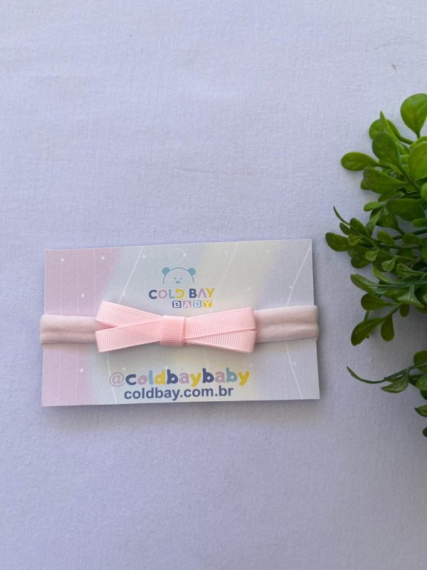 Faixa de Cabelo para Bebê com Laço - Rosa Claro
