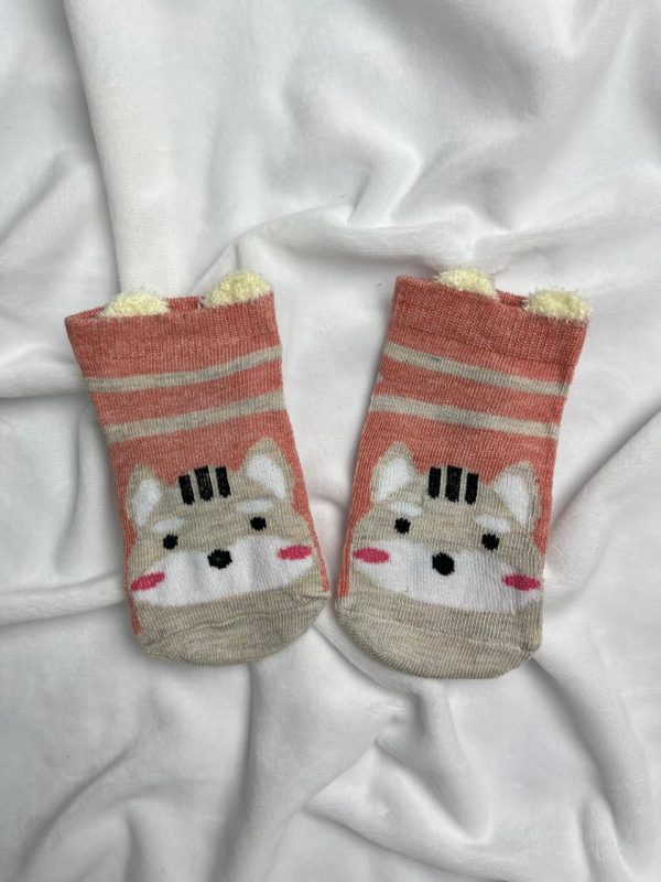 Meia para Bebê Salmão - Gato Listra